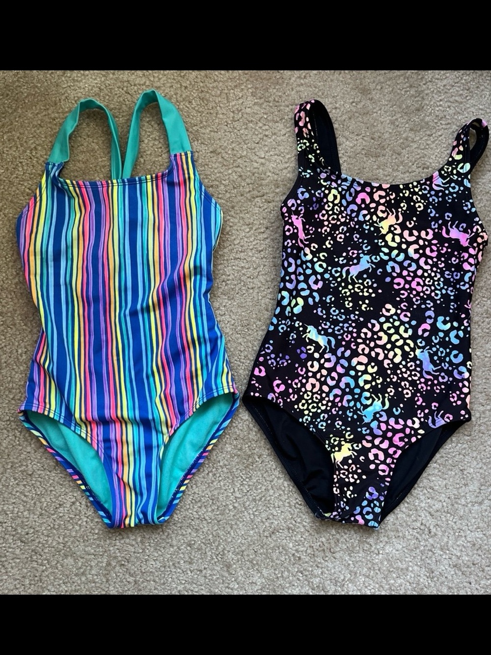 2 Girls Cat & Jack Small 6/6x One Piece Swimsuits
